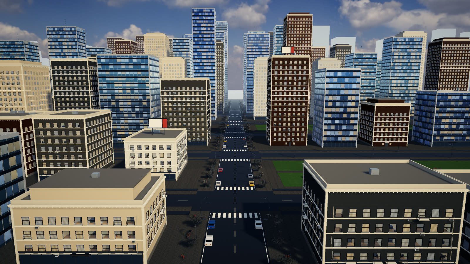 City with parks and dense street trees