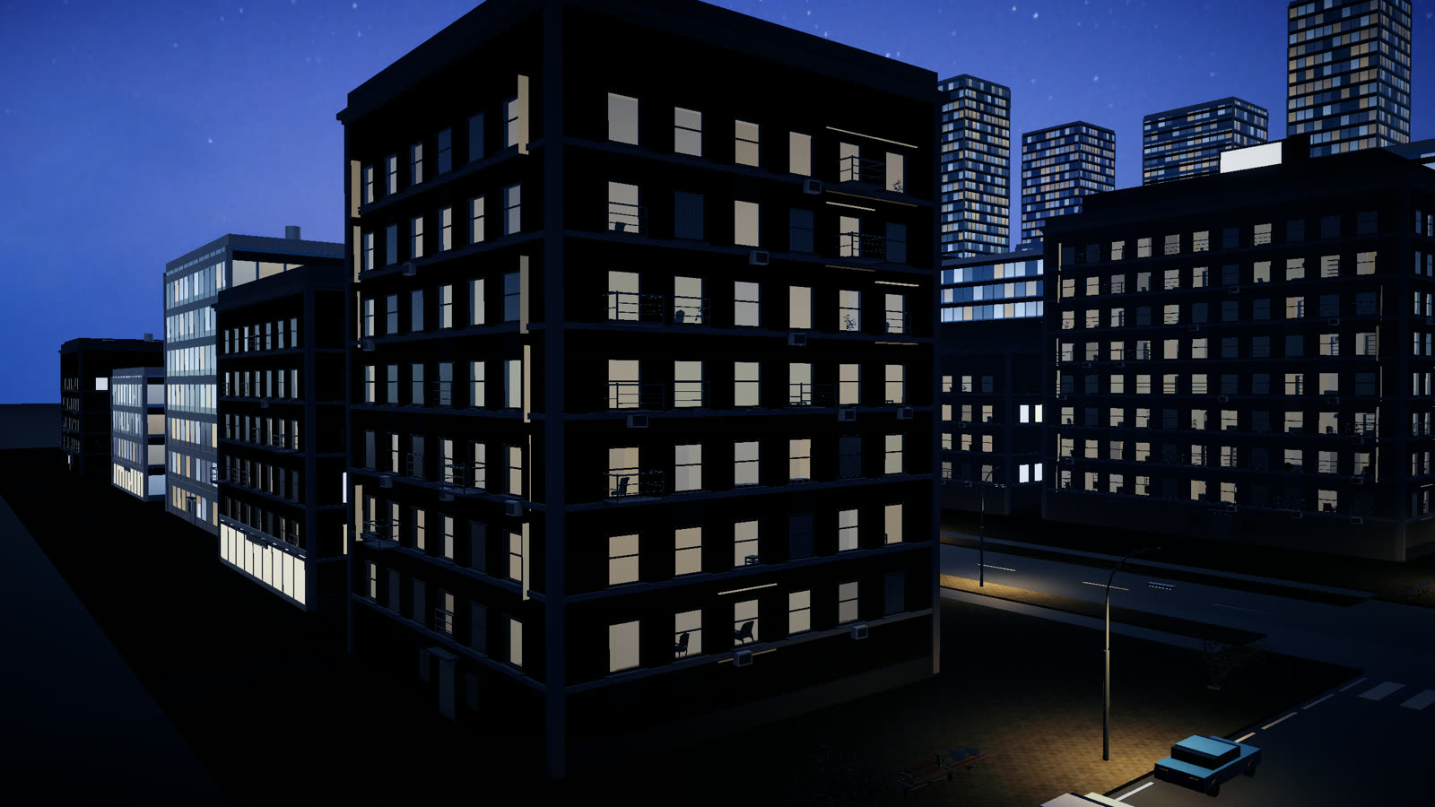 Close-up of windows with furnished rooms